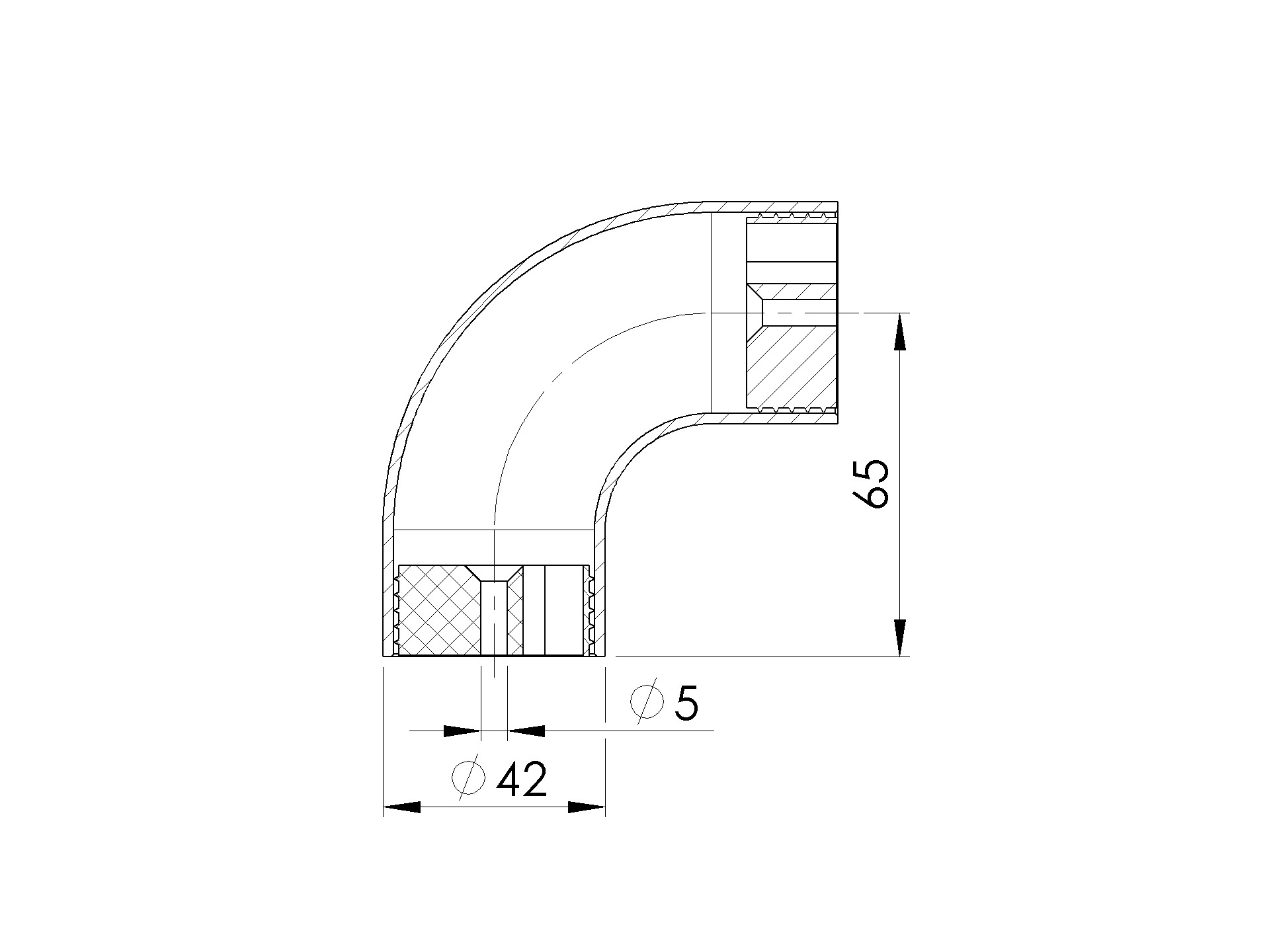 Coude inox 304 à 90° pour main courante bois ∅42mm – Image 2